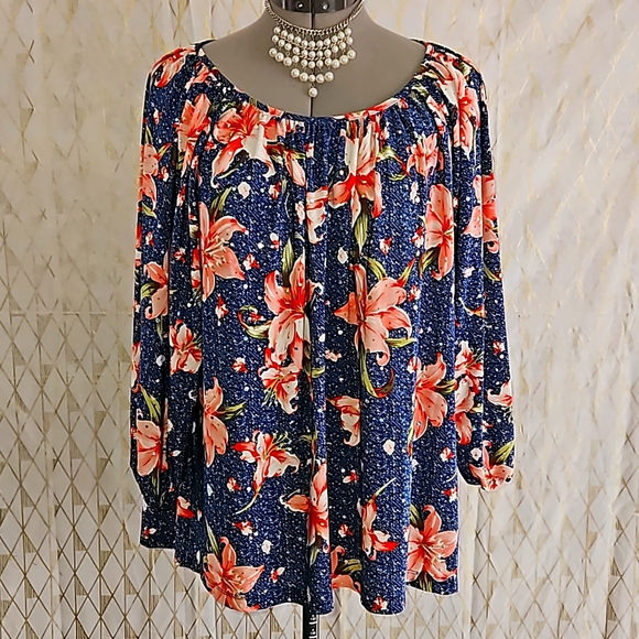 Rebecca Malone Tops - Floral Bling Blouse